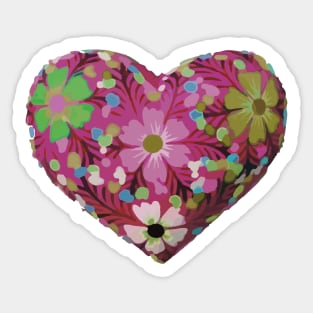 Mexican wooden heart oaxacan wood carving hand painted flower milagrito magenta folk art interior design decoration Sticker
